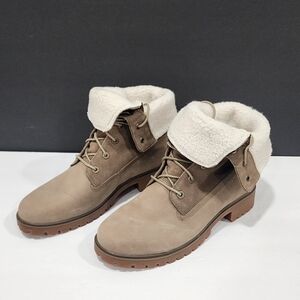 Timberland Jayne Women's Boots Waterproof Fleece Fold Down Nubuck Size 10